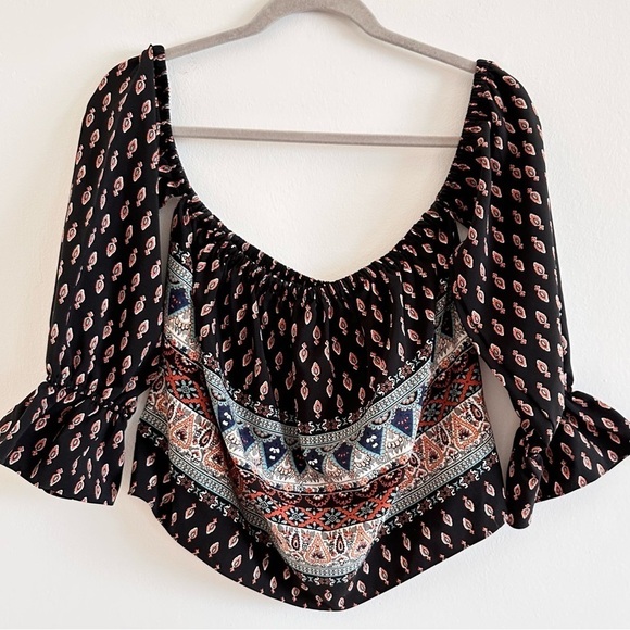 MISA Los Angeles Didi off the shoulder ethnic print blouse top - Picture 2 of 8